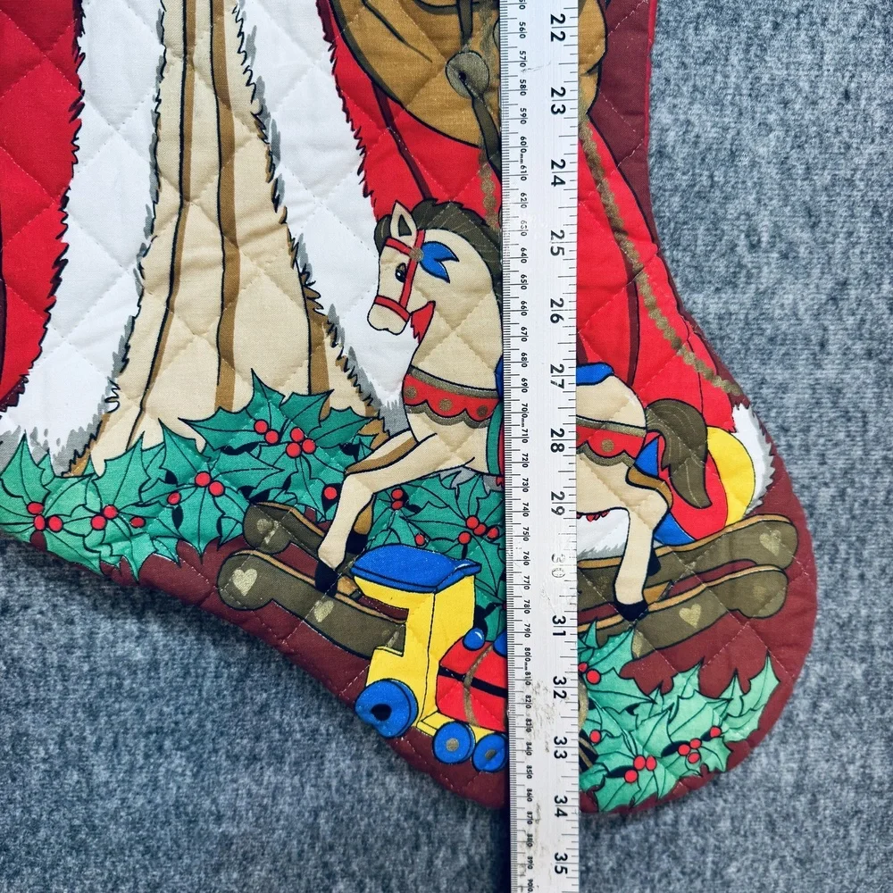 Vintage Quilted Santa Christmas Stocking Large 33